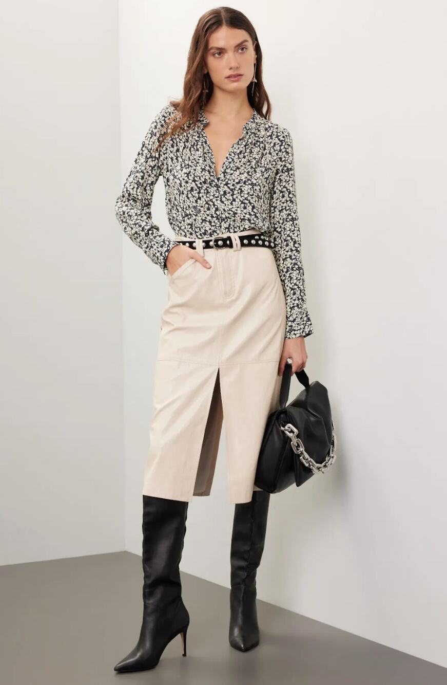 Zadig & Voltaire Tink Crepe Bico Flowers Button Front Flowly Blouse Size Medium
